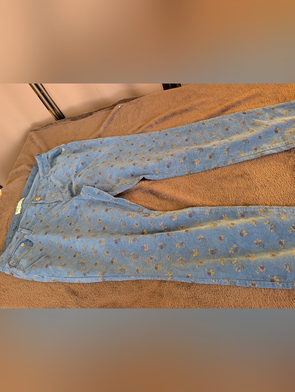 Blue Floral Old Navy Women's Rock Star Corduroy Pants 16 New